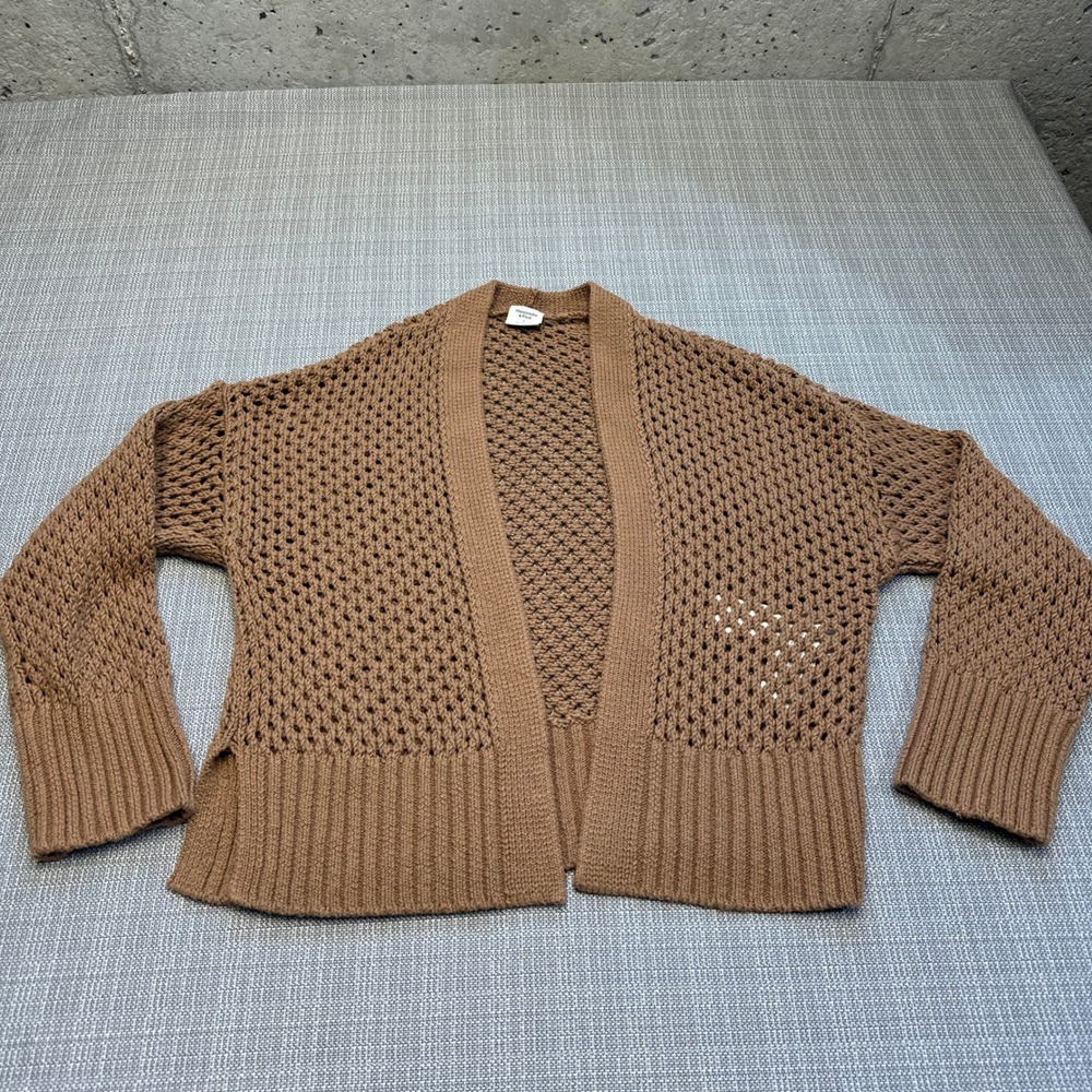 Coastal Open Knit Cardigan Small Abercrombie Boho‎ Beachy Layered Crochet
